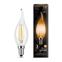 Лампа светодиодная филаментная Black Filament 7Вт свеча на ветру 2700К E14 | Код. 104801107 | Gauss