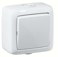 Выключатель одноклавишный наружный белый IP44 10А | код ВА10-211 | HEGEL