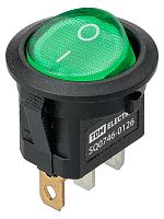 KCD11-101N 250В AC/DC, 1P, 3А, (3с), ON-OFF, черный корпус, зеленая клавиша, LED, Micro TDM | код SQ0746-0126 | TDM