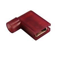Клемма флажковая изолированная угловая RUICHI BNYF-1.25, 0,8 х 6,35 мм, 10 А, 22-18 AWG, красная, медь | код 67751 | Ruichi