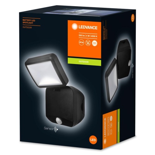 Светильник светодиодный Battery LED Spotlight Single 4Вт 4000К IP54 260лм спот с сенсором на элем. питан. черн. | код 4058075227347 | LEDVANCE