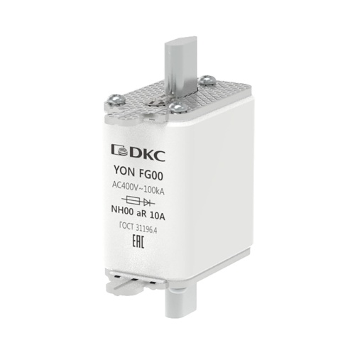 Предохранитель YON ножевого типа FG00 10А 400V характеристика aR | код 1FG00-0010-400V-AR | DKC