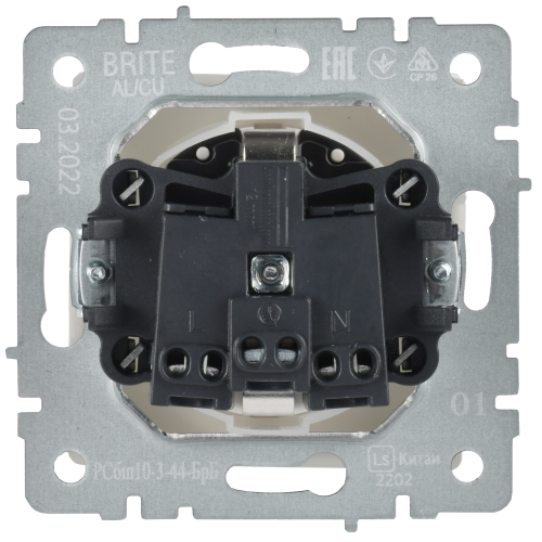 BRITE Розетка 1-местная с заземлением с защитными шторками и крышкой 16А IP44 РСбш10-3-44-БрБ белый | код BR-R16-16-44-K01 | IEK фото 5