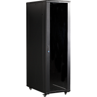 Шкаф 19 Business, 27U 600x600, черный, передняя дверь стекло, задняя дверь распашная металл | код TWT-CBB-27U-6x6-G1 | TWT