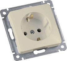 MASTER Розетка одноместная с заземляющим контактом, скрытой установки, в рамку, слоновая кость | код РС16-411-01 | HEGEL
