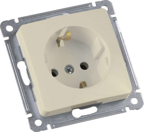 MASTER Розетка одноместная с заземляющим контактом, скрытой установки, в рамку, слоновая кость | код РС16-411-01 | HEGEL