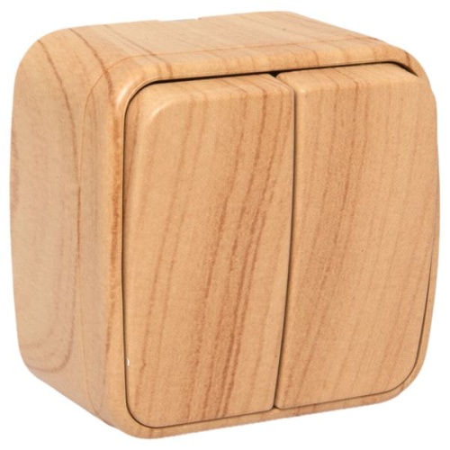 Выключатель 2-клавишный ОП Минск 10А светлое дерево | код EGV10-023-30 | EKF фото 2