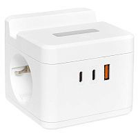 Удлинитель "Куб" 2х1.3м USB + 2Type C с быстрой зарядкой подставкой под телефон и ночником 1кв.мм | код UBA-CUB-2-FC | EKF