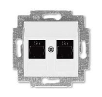 Розетка информационная ABB Levit двойная 2хRJ45 категория 5e белый 5014H-A51018 03W | код 2CHH295118A6003 | ABB