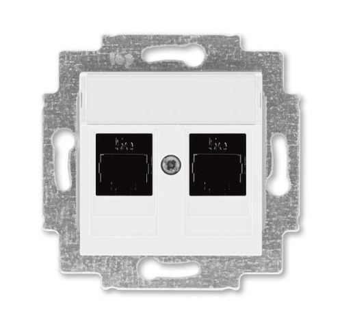 Розетка информационная ABB Levit двойная 2хRJ45 категория 5e белый 5014H-A51018 03W | код 2CHH295118A6003 | ABB