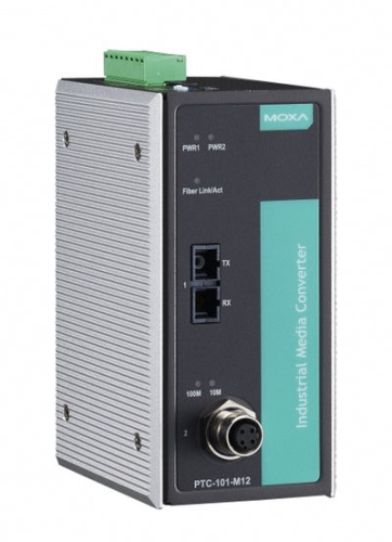 Конвертер PTC-101-M12-S-SC-LV-CT-T Industrial Media Converter, M12 connector, single mode, SC connector, 20-72 VDC, t: -40/85, Conformal Coating | код 00-06101506 | MOXA