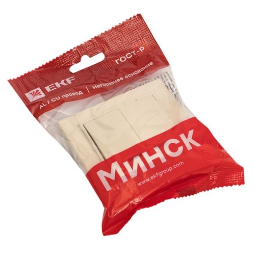 Выключатель 2-кл, СП, Минск, с индикатором 10А, бежевый | код ERV10-123-20 | EKF фото 4