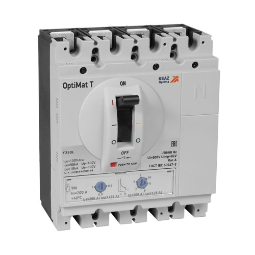 Выключатель автоматический OptiMat T250V TM 250A 3P | код 356598 | КЭАЗ
