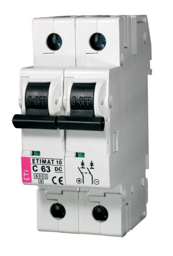 Автоматический выключатель ETIMAT 10 DC 2p C 63A (6 kA) | код 002138722 | ETI