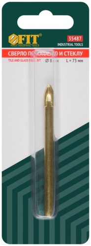 Сверло по кафелю и стеклу, 4 режущие кромки, титановое покрытие 8х75 мм | код 35487 | FIT фото 3