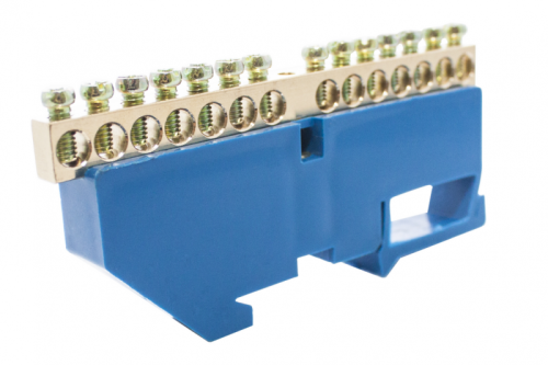 Шинки нулевые латунные на дин-опоре ШНИ 6х9мм 14 отв. цвет синий | код DBN-26-14N | Engard Шинки нулевые латунные на дин-опоре ШНИ 6х9мм 14 отв. цвет синий | код DBN-26-14N | Engard