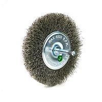 Щетка дисковая Д100x10 c хв-м д6x30, ворс гофр нерж сталь 0,30, до 4500 об/мин (13-174) | код EB-D100BS | EuroBrush