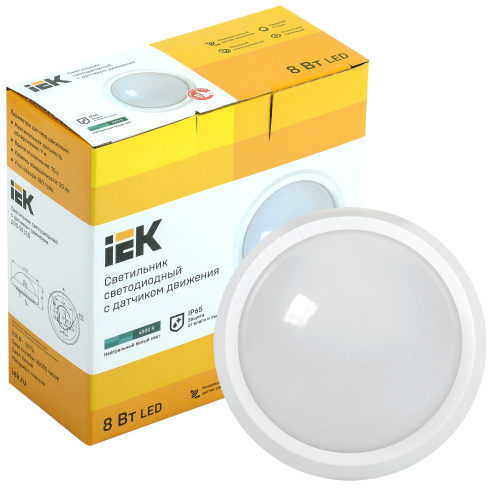 Светильник светодиодный ДПО 5012Д 8Вт 4000K IP65 круг белый с датчиком движения | код LDPO1-5012D-08-4000-K01 | IEK фото 2