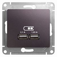 GLOSSA USB РОЗЕТКА A+A, 5В/2,1 А, 2х5В/1,05 А, механизм, СИРЕНЕВЫЙ ТУМАН | код GSL001433 | Systeme Electric