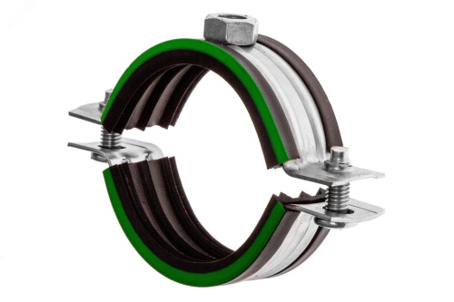 Хомут сантехнический Mayer д/труб 1 1/4' (39-46мм) гайка М8 и уплотн. с зел.полосой | код 10 0114 1 | MAYER,МАЙЕР