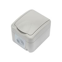 Розетка одноместная Mini OG IP54, с заземлением, о/у, серая KRANZ | код KR-78-0817 | KRANZ