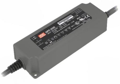 Источник питания AC-DC, 60.1Вт, вход 90…305В AC, 47…63Гц /127…431В DC, выход 42В/1.43A, ККМ, изоляция 3750В AC, в кожухе 150х53х35мм, -40…+70С, функция димминга | код NPF-60D-42 | MeanWell