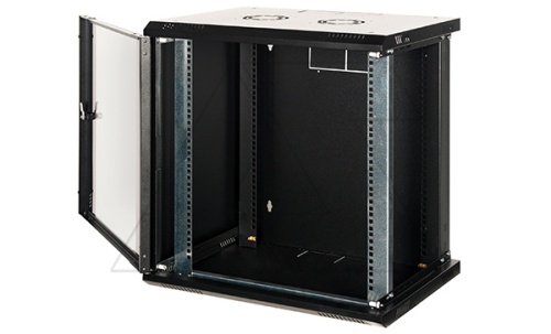 Щит телекоммуникационный 19., 12U, ВxШxГ 633x600x600мм, PROlineB, навесной, дверь стекло с перфор. по бокам, черный | код LN-PRB-12U6060-BL-F | LANDE