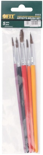 Кисть художественная натуральная щетина деревянная ручка круглая набор 5шт FIT 01512 фото 3 Кисть художественная натуральная щетина деревянная ручка круглая набор 5шт FIT 01512 фото 3