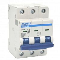 Автоматический выключатель DZ66-63/3P 2A 6kA х-ка C (ANDELI) | код ADL01-249 | ANDELI