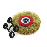 Щетка дисковая Д125x20x20+адаптеры, ворс гофр латунир-я сталь 0,30 (13-067) | код EB-LBS2 | EuroBrush