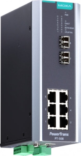 Коммутатор PT-508-MM-LC-24 IEC 61850-3 Ethernet switch, 6 10/100BaseT(X), 2 100BaseFX multi-mode, LC, 1 x 24 VDC, -40~85C | код 00-06060679 | MOXA