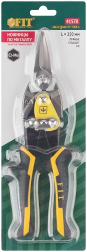 Ножницы по металлу усиленные CrMo Профи, прорезиненные ручки, прямые 250 мм | код 41578 | FIT фото 3 Ножницы по металлу усиленные CrMo Профи, прорезиненные ручки, прямые 250 мм | код 41578 | FIT фото 3