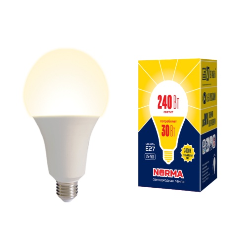 Лампа светодиодная LED-A95-30Вт 3000K E27 FR NR. Форма A, матовая. Серия Norma. Теплый белый свет (3000K). Картон. ТМ Volpe | код UL-00005604 | VOLPE