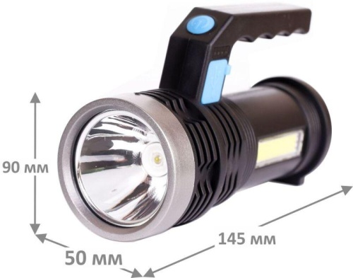 Фонарь аккумуляторный LED53765 2LED 3Вт 4 режима USB аккум. 4В черн. (бокс) Ultraflash 14665 фото 3