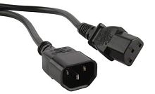 Кабель питания монитор-компьютер IEC 320 C13 - IEC 320 C14 (3x0.75) 10A прямая вилка 0.5м цвет черный, Hyperline PWC-IEC13-IEC14-0.5-BK | код 43792 | Hyperline