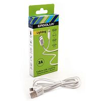 Кабель USB-Lightning 3А 1.2м зарядка + передача данных бел. (коробка) ERGOLUX | код 15097 | Ergolux