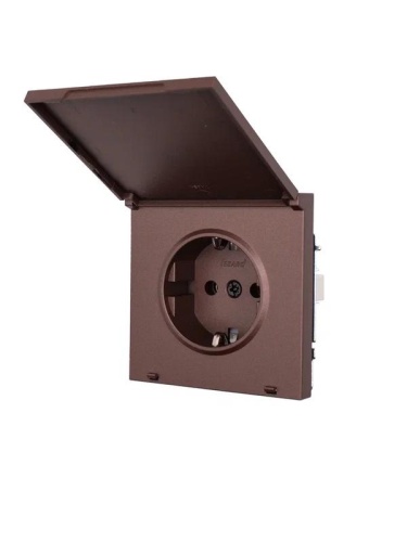 ZIMA Розетка с/з с крышкой ПБТ шоколад безвинтовой зажим/клемма LEZARD | код 704-7388-123BQC | LEZARD фото 2