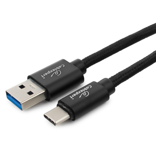 Кабель USB 3.0 Cablexpert CC-P-USBC03Bk-1M, AM/Type-C, серия Platinum, длина 1м, черный, нейлоновая оплетка, блистер | код CC-P-USBC03Bk-1M | Cablexpert