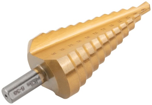 Сверло ступенчатое HSS по металлу, 12 ступеней 6-9-13-16-19-21-23-26-29-32-35-38 мм | код 36386М | FIT фото 5 Сверло ступенчатое HSS по металлу, 12 ступеней 6-9-13-16-19-21-23-26-29-32-35-38 мм | код 36386М | FIT фото 5