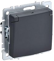 BRITE Розетка 1-местная с заземлением с защитными шторками и крышкой 16А IP20 РСбш10-3-БрГ графит | код BR-R16-16-K53 | IEK