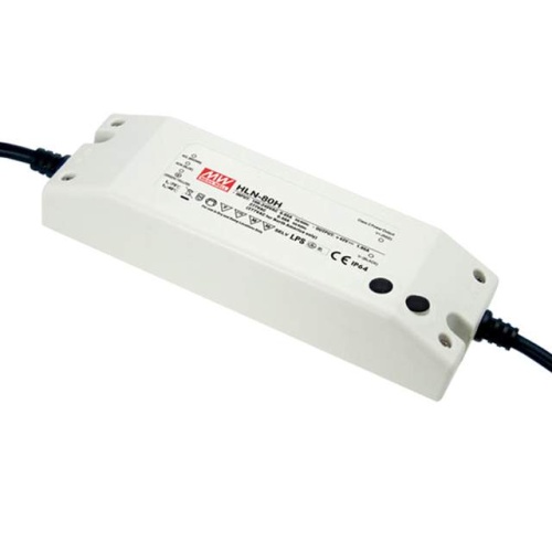 Источник питания AC-DC, 80Вт, IP64, вход 90…305В AC, 47…63Гц/127…431В DC, ККМ, выход 54В/1.5А, рег. выхода 0.9…1.5A, изоляция 3750В AC, в кожухе 181х61.5х35мм, -30…+50С. Рег-ка вых. тока по кабелю | код HLN-80H-54B | MeanWell