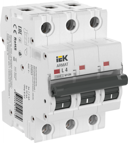 ARMAT Авт. выкл. M10N 3P L 4А IEK | код AR-M10N-3-L004 | IEK