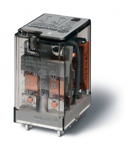 Миниатюрное универсальное электромеханическое реле, монтаж на печатную плату, 2CO 10A, контакты AgNi, катушка 115В АC, степень защиты RTI, опции: нет | код 551281150000 | FINDER