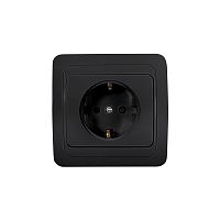 Розетка одинарная с заземлением CLASSICO черная 2028B IN HOME | код 4690612061108 | IN HOME
