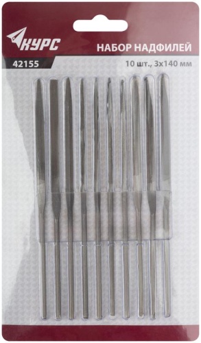 Надфили, 10 шт, 3х140 мм., набор | код 42155 | FIT