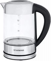 Чайник электрический Starwind SKG5213 1.7л. 2200Вт черный/серебристый корпус: стекло/металл/пластик | код 1217368 | STARWIND