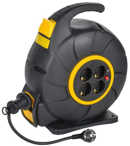 Удлинитель на катушке TWIST 4х20м с заземл. автосмотка 16А IP20 ПВС 3х1.5 | код TW-KP27-16-04-20 | IEK