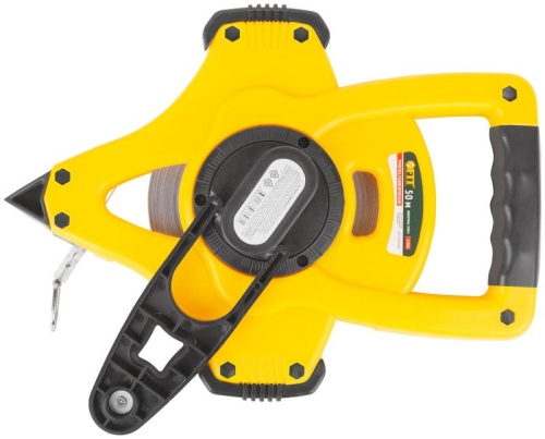 Рулетка геодезическая, стальная лента, открытый пластиковый корпус, ускоренная перемотка, прорезиненная ручка 50 м | код 17805 | FIT фото 4