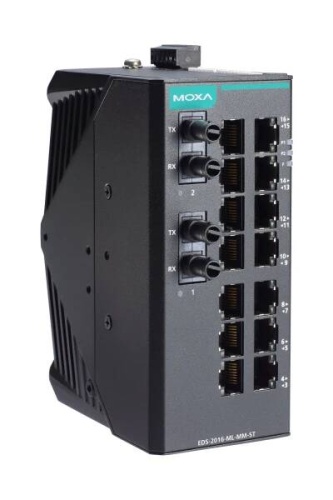 Коммутатор EDS-2016-ML-MM-ST Unmanaged Ethernet switch with 14 10/100BaseT(X) ports, 2 100BaseFX multi-mode ports with ST connectors, and -10 to 60A C operating temperature¶ | код 00-06131696 | MOXA
