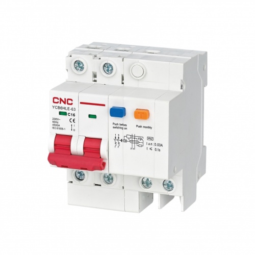 Диф. автомат YCB6HLE-63 32А 2P 4,5кА 300мА C AC (электрон.) | код A000961 | CNC Диф. автомат YCB6HLE-63 32А 2P 4,5кА 300мА C AC (электрон.) | код A000961 | CNC